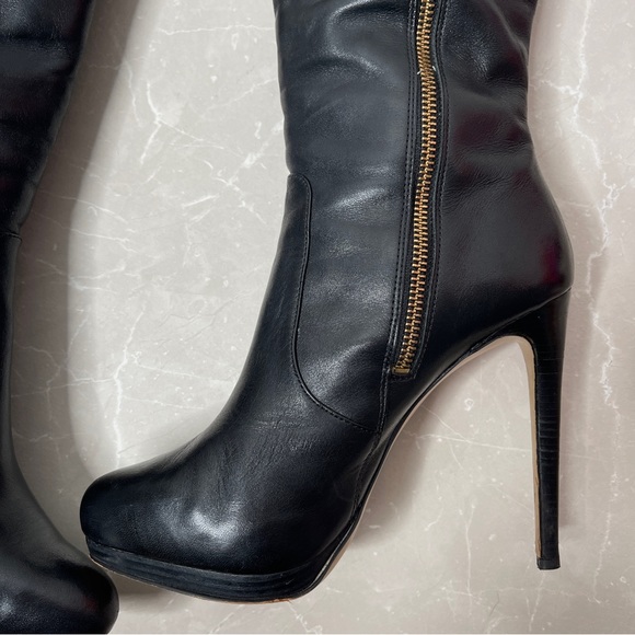 Michael Kors Black Leather Caroline Tall Boots With Box - Picture 12 of 16